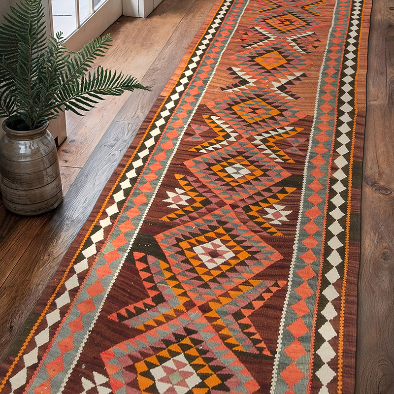 Vintage Tribal Kilim Runner - 3' 1" x 10' 2" (37" x 122") - K0077180