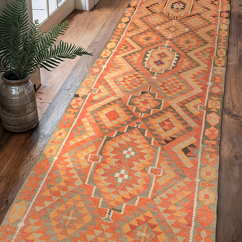 Vintage Anadolu Kilim Yolluk - 99 cm x 335 cm - K0077193