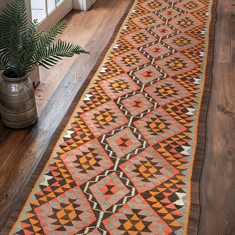 Vintage Tribal Kilim Runner - 2' 10" x 10' 11" (34" x 131") - K0077194