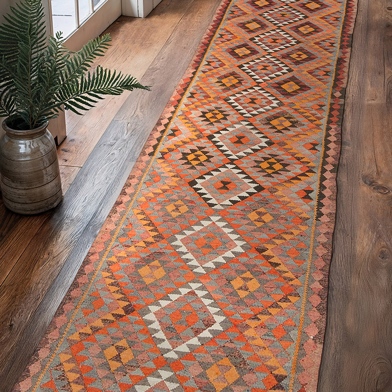 Vintage Tribal Kilim Runner - 2' 11" x 12' 1" (35" x 145") - K0077208