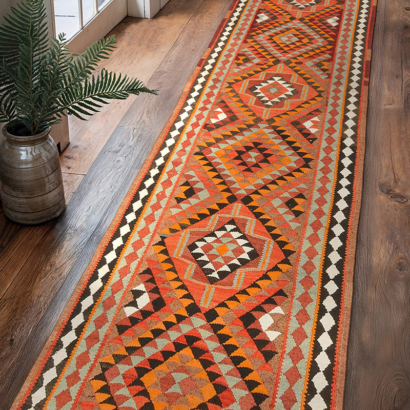Alfombra Kilim Tribal Vintage - 91 cm x 364 cm - K0077209
