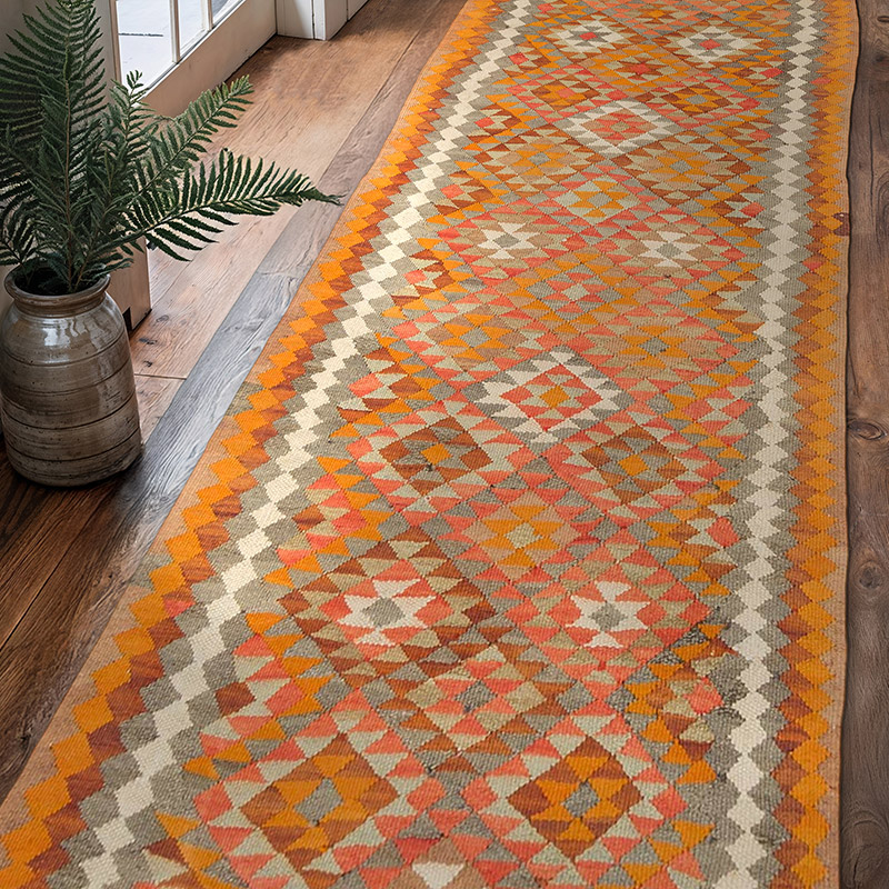 Alfombra Kilim Tribal Vintage - 96 cm x 308 cm - K0077212