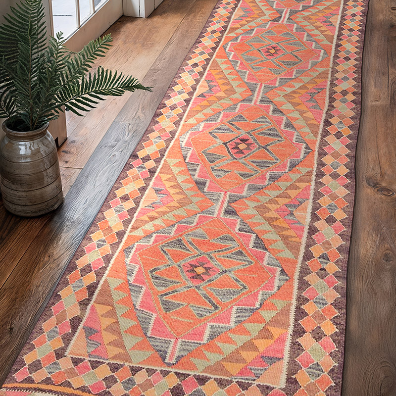 Vintage Tribal Kilim Runner - 3' 2" x 10' 8" (38" x 128") - K0077218
