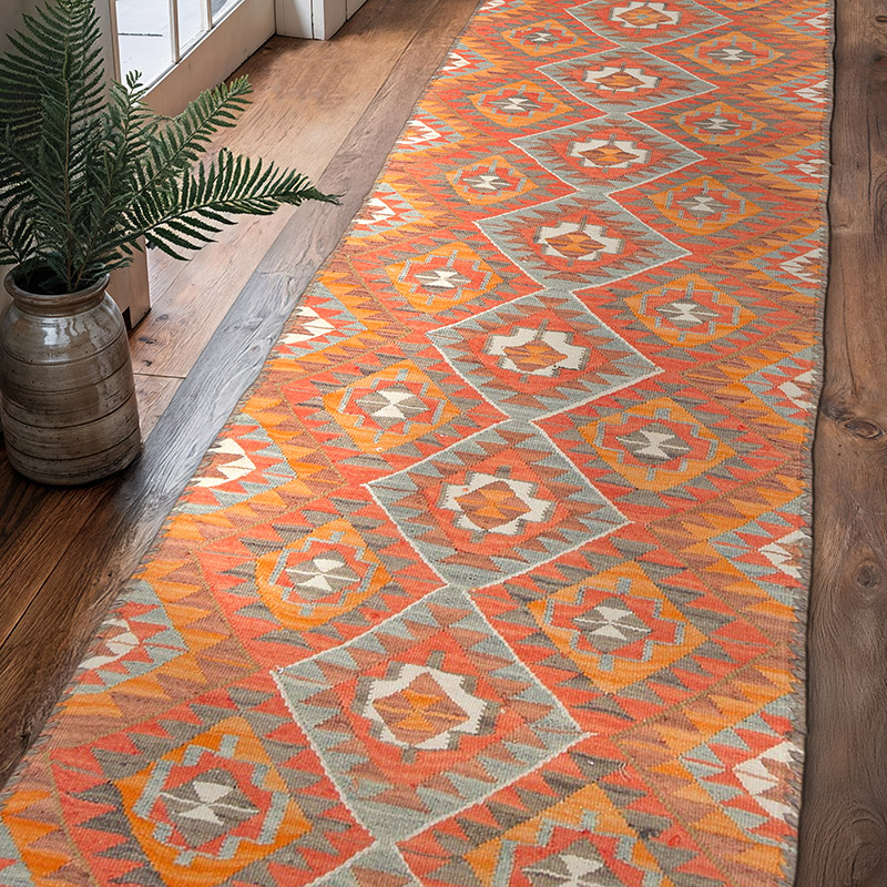 Vintage Tribal Kilim Runner - 2' 9" x 10'  (33" x 120") - K0077223