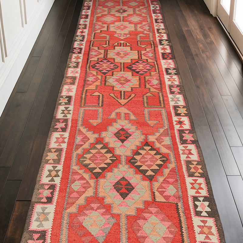 Vintage Tribal Kilim Runner - 3' 9" x 10' 6" (45" x 126") - K0077228