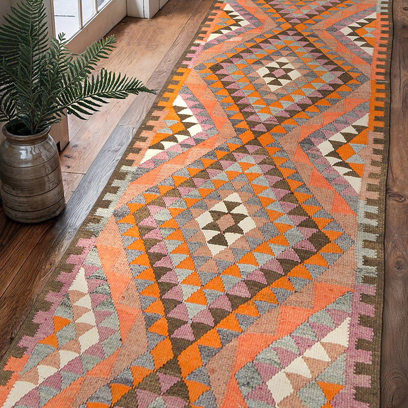 Vintage Tribal Kilim Runner - 3' 1" x 9' 10" (37" x 118") - K0077229