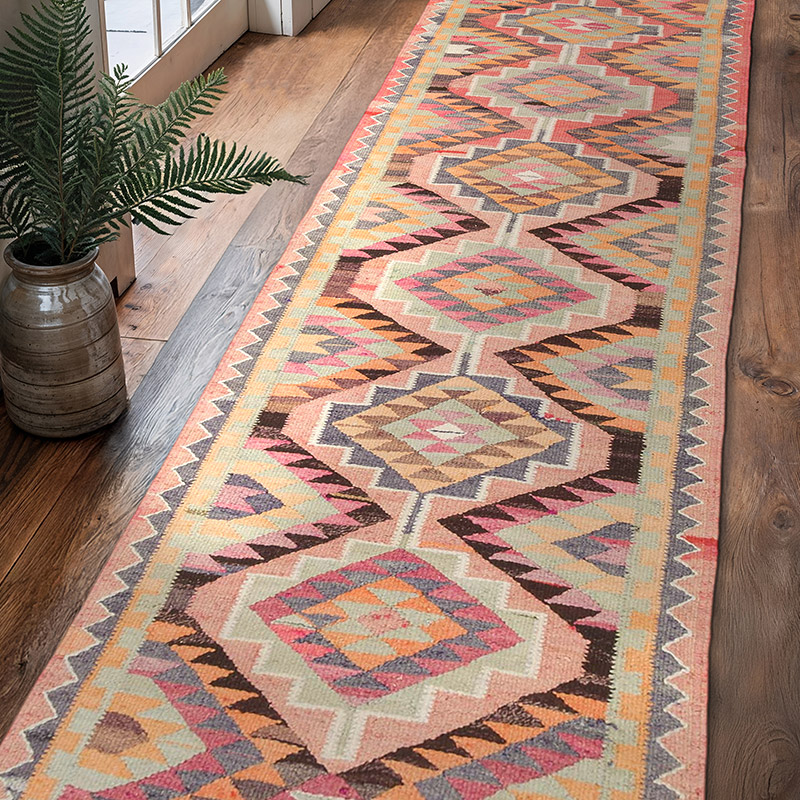 Vintage Tribal Kilim Runner - 2' 11" x 10' 6" (35" x 126") - K0077241