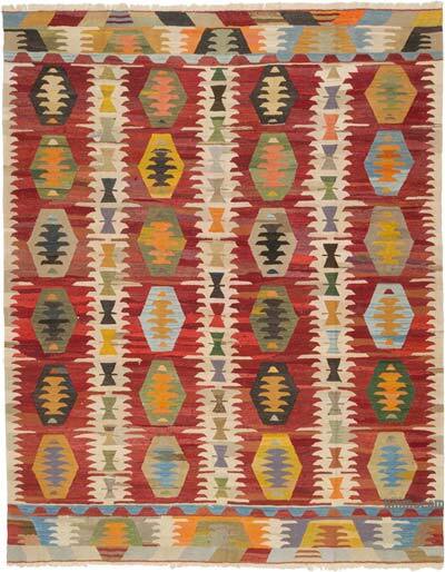 New Turkish Handwoven Kilim Rug - 8' 11" x 11' 2" (107" x 134")