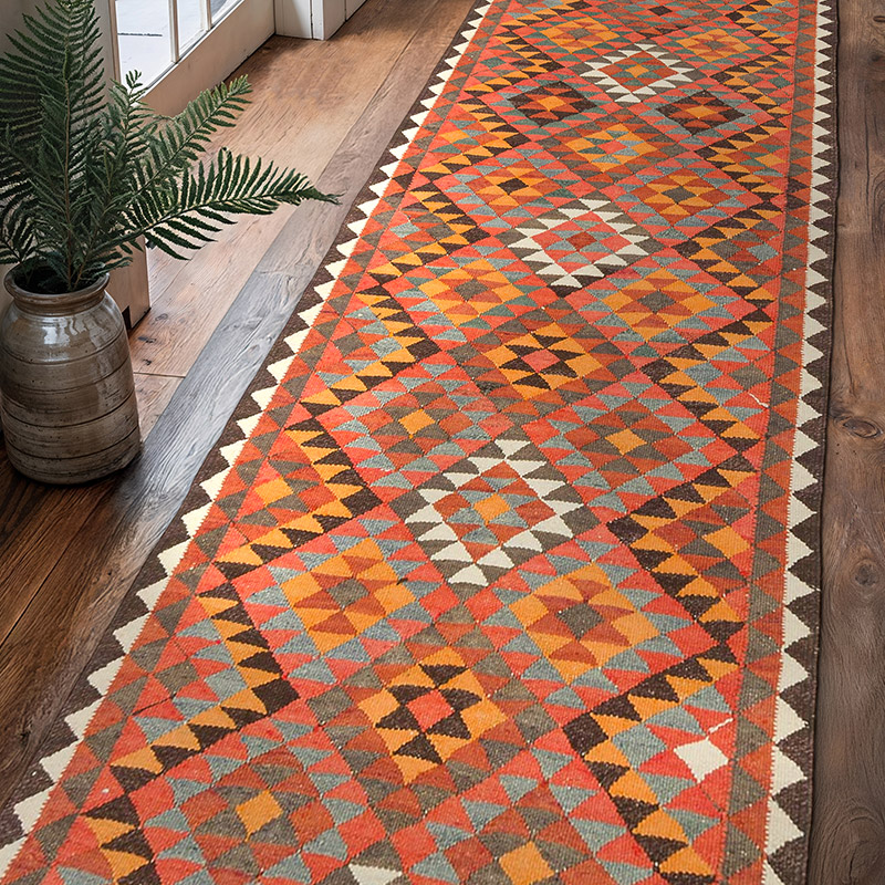 Alfombra Kilim Tribal Vintage - 95 cm x 312 cm - K0077263