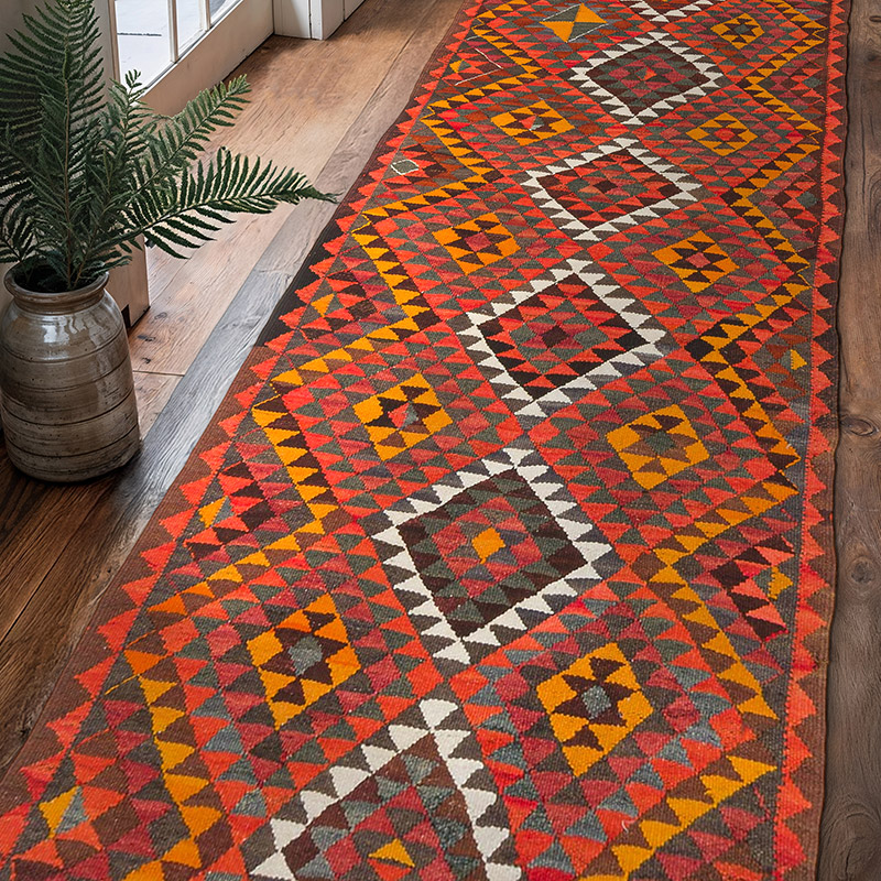 Alfombra Kilim Tribal Vintage - 100 cm x 321 cm - K0077266