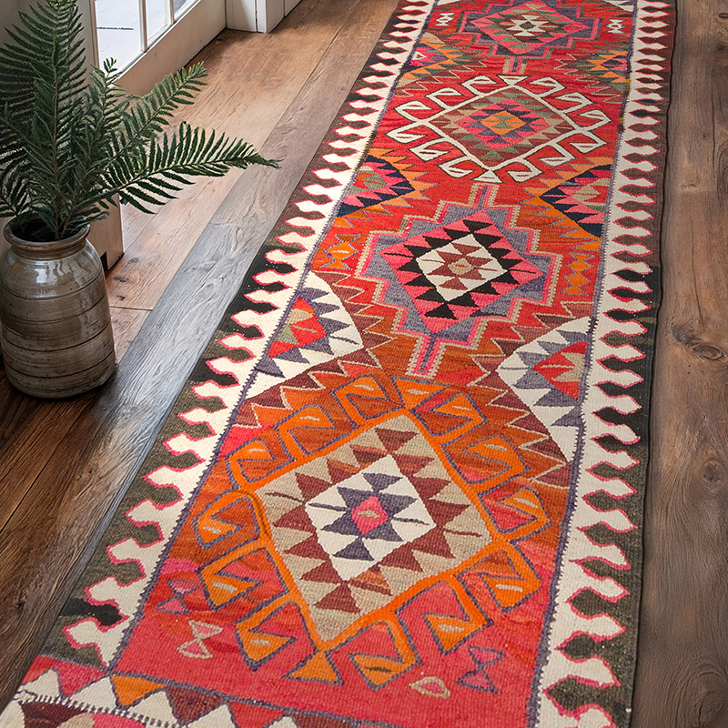 Vintage Anadolu Kilim Yolluk - 95 cm x 325 cm - K0077268