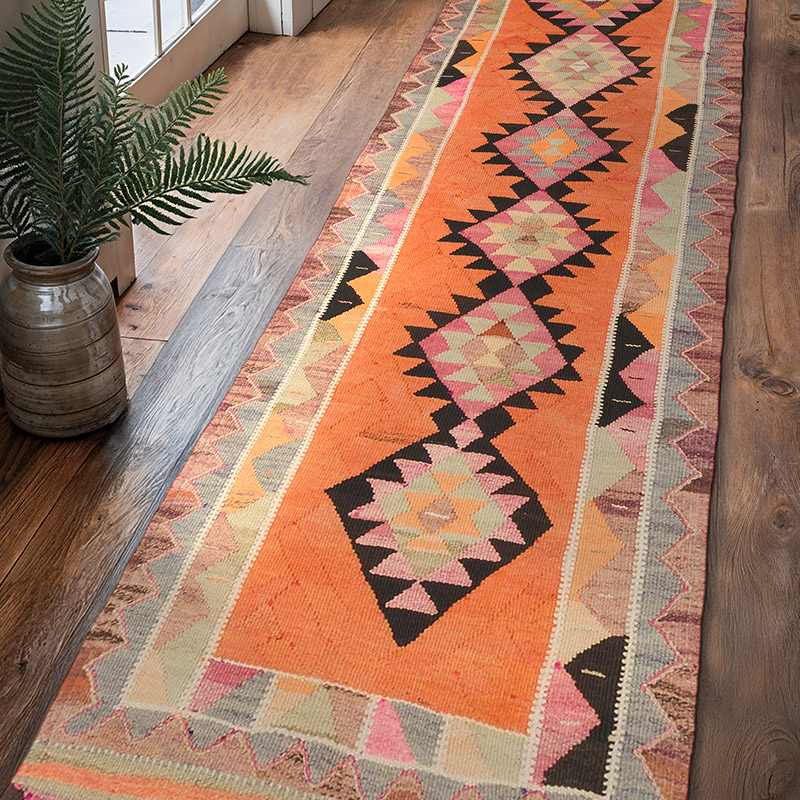 Vintage Tribal Kilim Runner - 3'  x 10' 10" (36" x 130") - K0077269