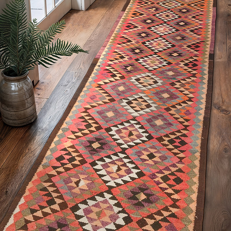 Alfombra Kilim Tribal Vintage - 95 cm x 338 cm - K0077270