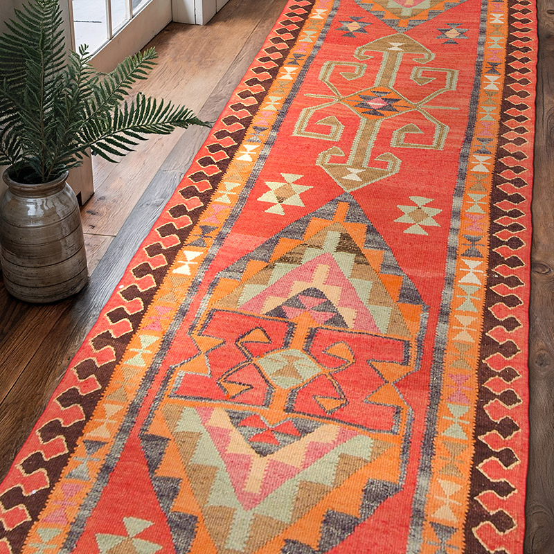 Vintage Tribal Kilim Runner - 3' 3" x 10' 2" (39" x 122") - K0077274