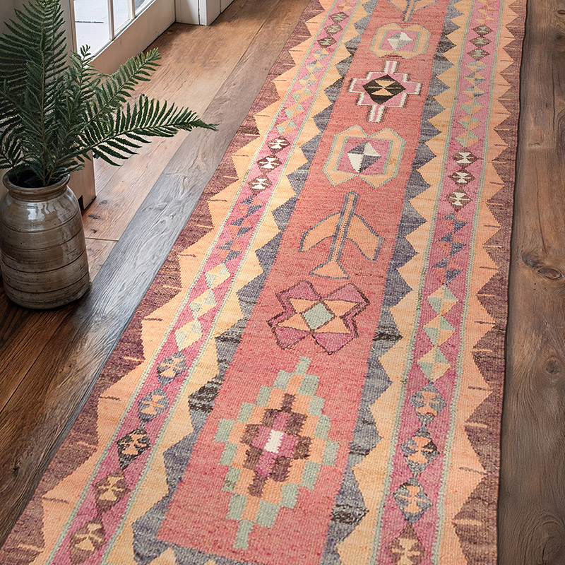 Alfombra Kilim Tribal Vintage - 96 cm x 337 cm - K0077278