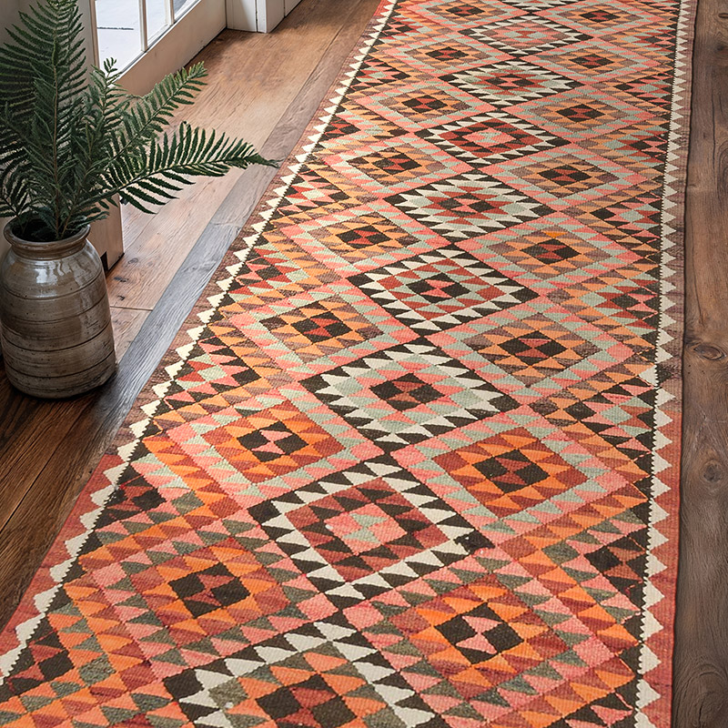 Vintage Tribal Kilim Runner - 2' 11" x 9' 10" (35" x 118") - K0077279