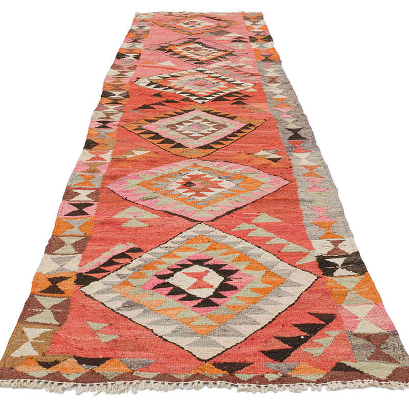 Vintage Tribal Kilim Runner - 3' 3" x 11' 4" (39" x 136") - K0077282