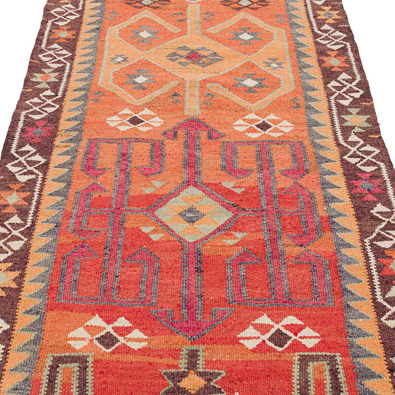 Vintage Tribal Kilim Runner - 3' 3" x 11' 6" (39" x 138") - K0077285