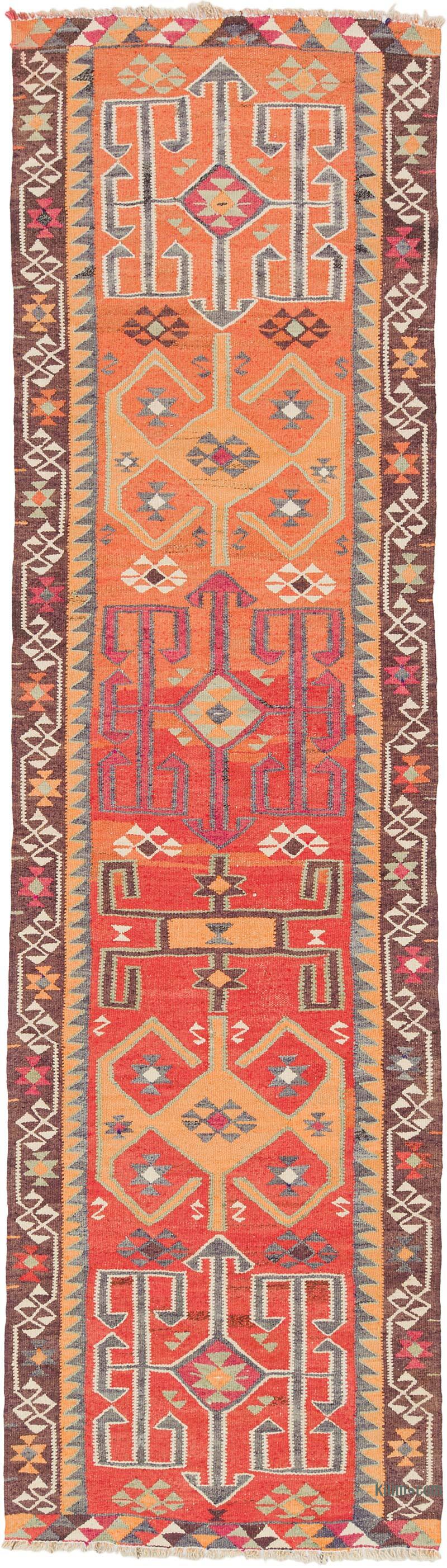 Vintage Tribal Kilim Runner - 3' 3" x 11' 6" (39" x 138") - K0077285
