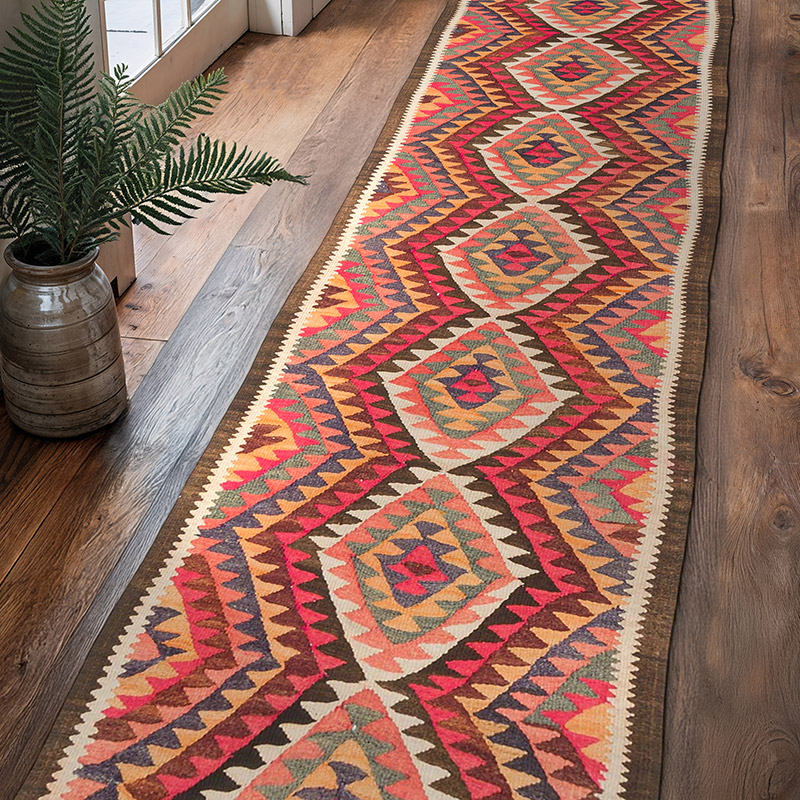 Vintage Tribal Kilim Runner - 2' 9" x 11' 4" (33" x 136") - K0077295