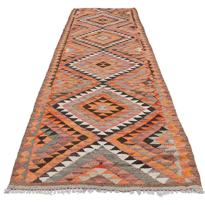 Vintage Tribal Kilim Runner - 3' 1" x 10' 10" (37" x 130") - K0077307