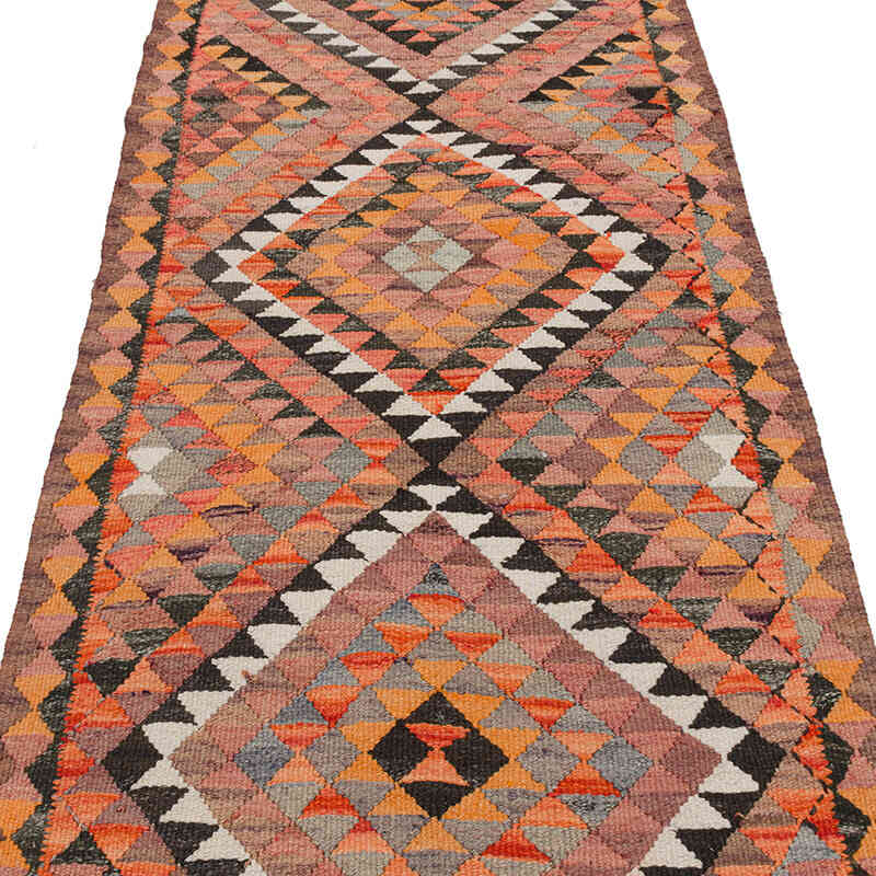 Vintage Tribal Kilim Runner - 3' 1" x 10' 10" (37" x 130") - K0077307