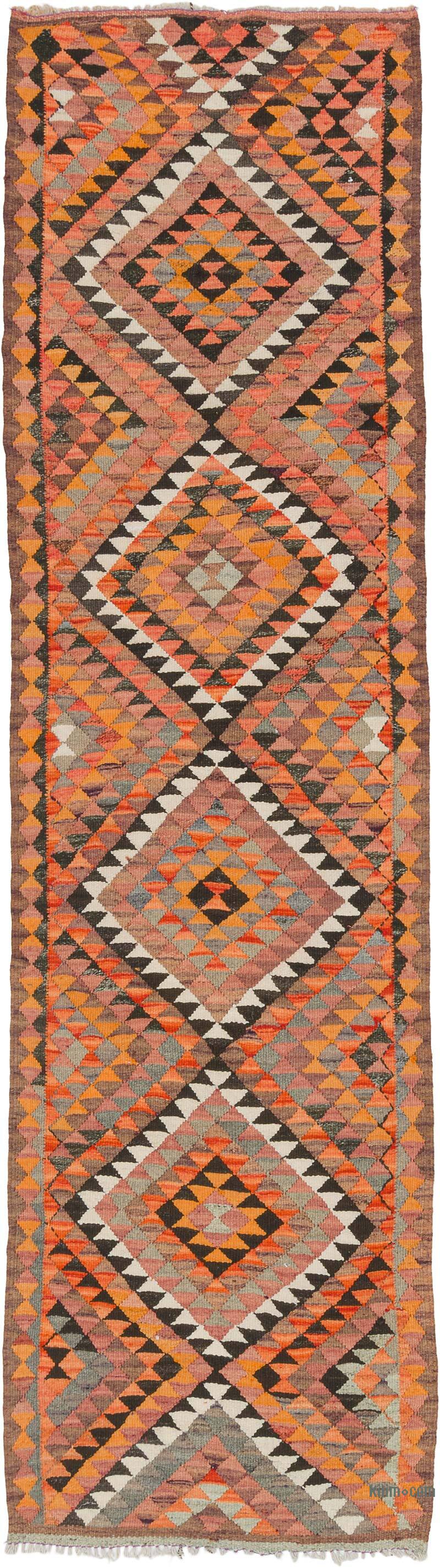 Vintage Tribal Kilim Runner - 3' 1" x 10' 10" (37" x 130") - K0077307