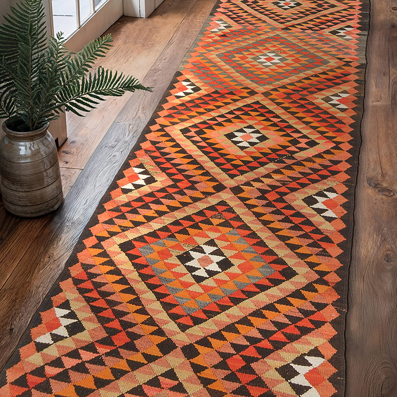 Vintage Tribal Kilim Runner - 2' 9" x 10' 4" (33" x 124") - K0077308