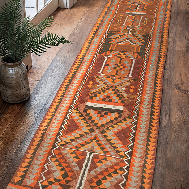 Vintage Tribal Kilim Runner - 2' 11" x 11' 6" (35" x 138") - K0077309