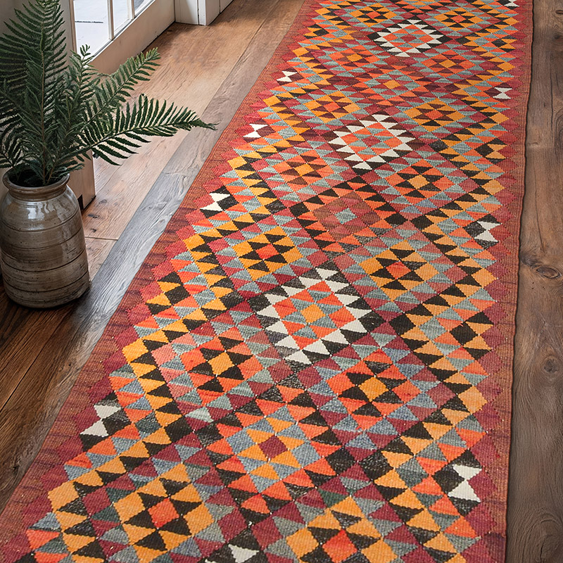 Vintage Tribal Kilim Runner - 2' 11" x 10'  (35" x 120") - K0077480