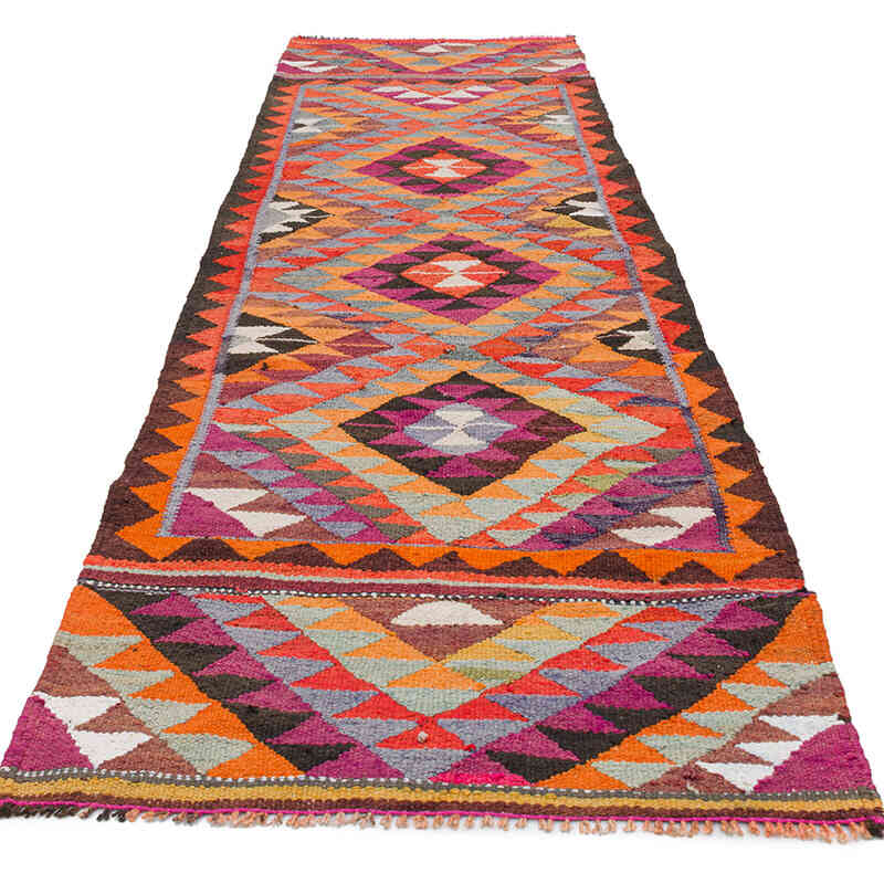 Vintage Tribal Kilim Runner - 3' 1" x 9' 10" (37" x 118") - K0077484