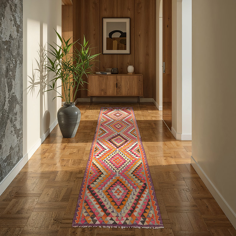 Alfombra Kilim Tribal Vintage - 87 cm x 285 cm - K0077487