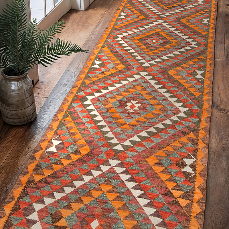 Alfombra Kilim Tribal Vintage - 90 cm x 303 cm - K0077489