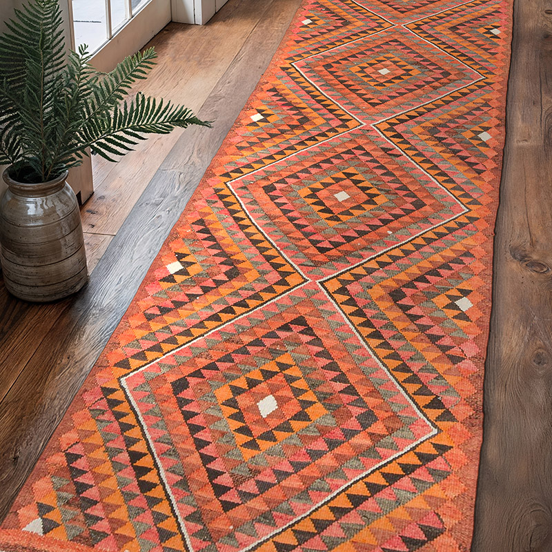 Vintage Tribal Kilim Runner - 2' 9" x 9' 11" (33" x 119") - K0077493