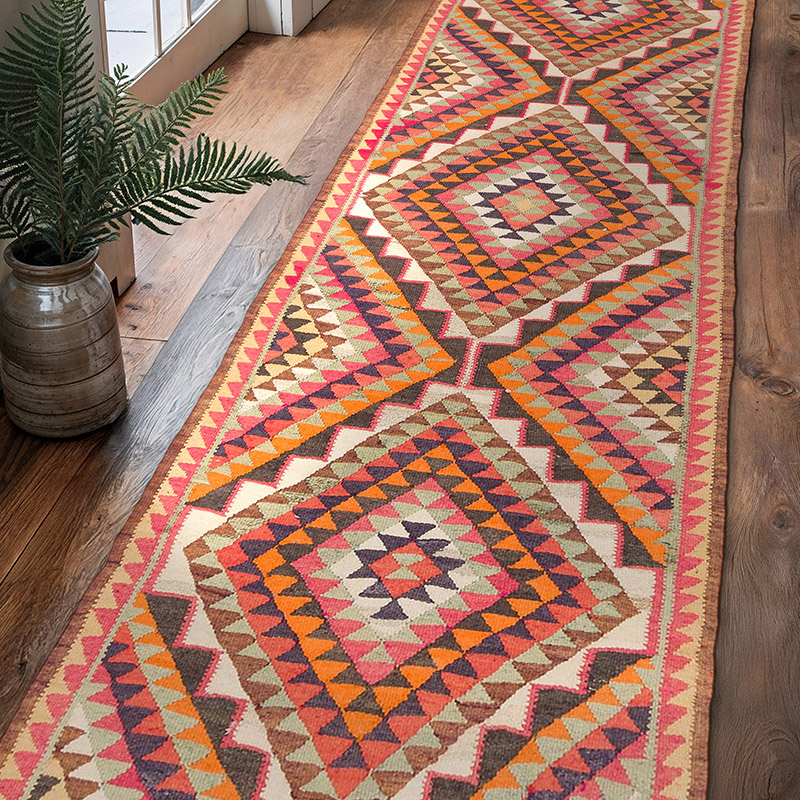 Alfombra Kilim Tribal Vintage - 90 cm x 326 cm - K0077494
