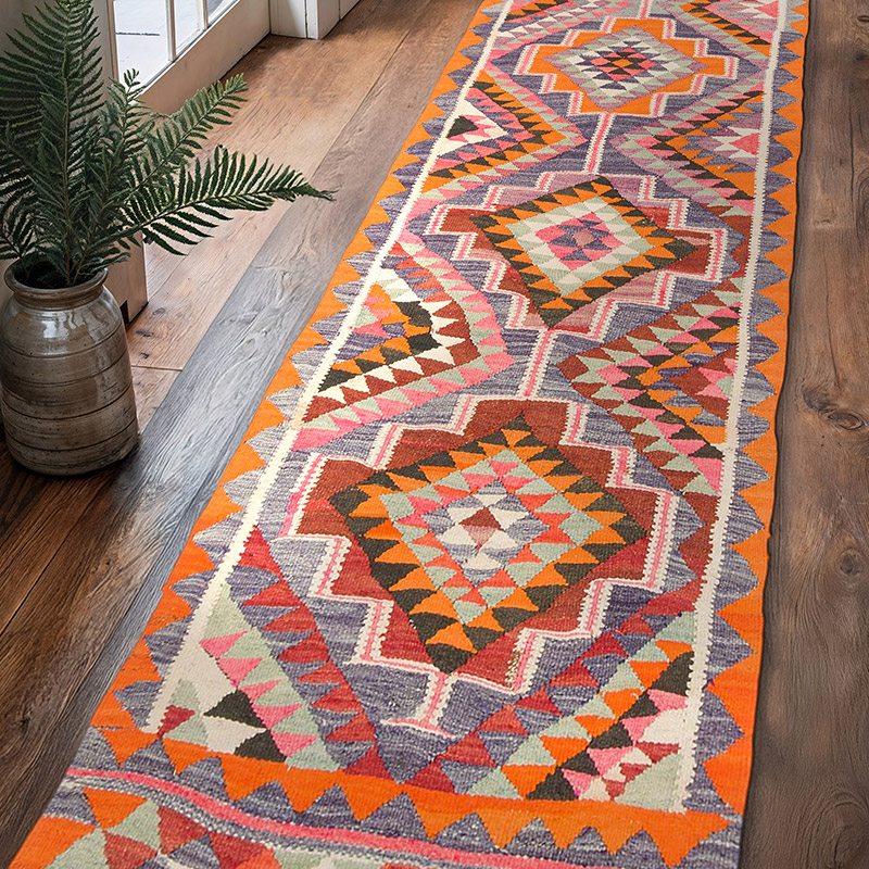 Vintage Anadolu Kilim Yolluk - 98 cm x 341 cm - K0077495