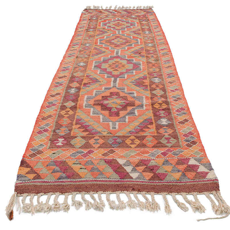 Vintage Tribal Kilim Runner - 3' 1" x 10' 11" (37" x 131") - K0077498