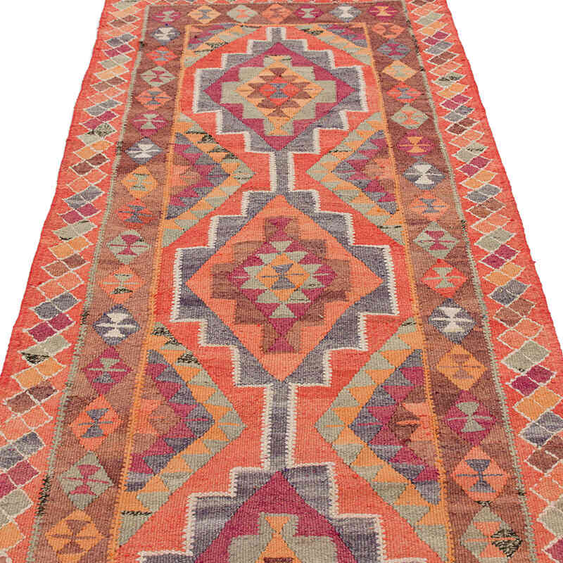 Vintage Tribal Kilim Runner - 3' 1" x 10' 11" (37" x 131") - K0077498