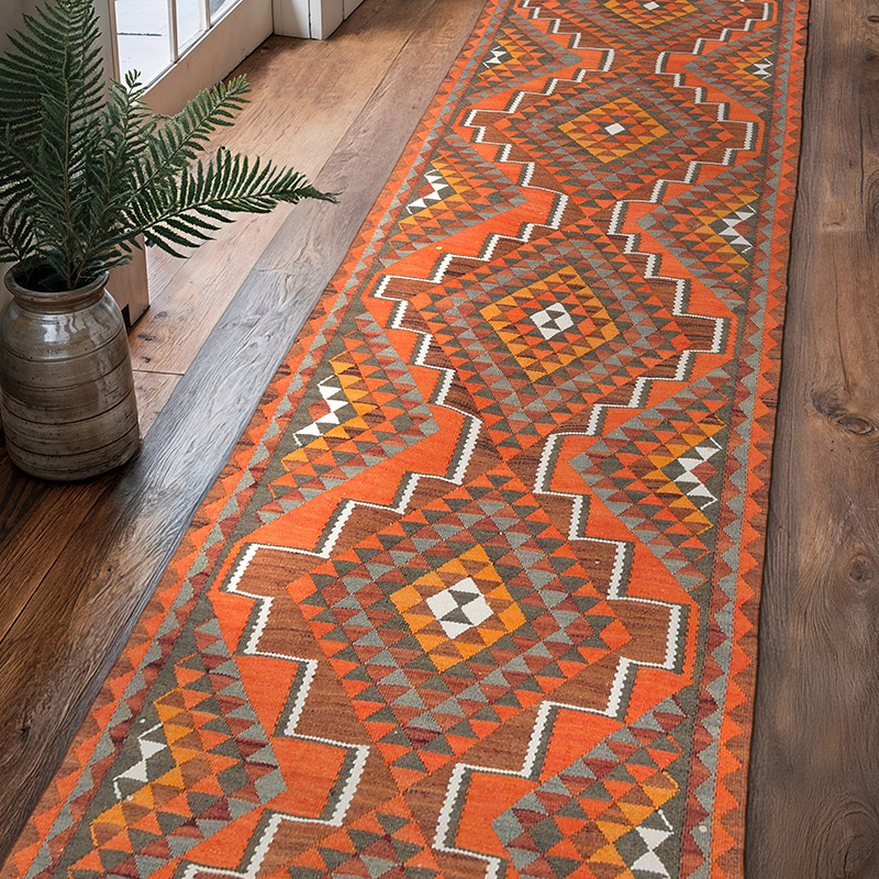 Vintage Tribal Kilim Runner - 2' 11" x 11' 2" (35" x 134") - K0077506