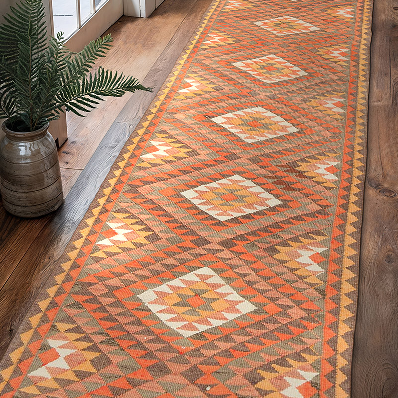Alfombra Kilim Tribal Vintage - 80 cm x 300 cm - K0077511
