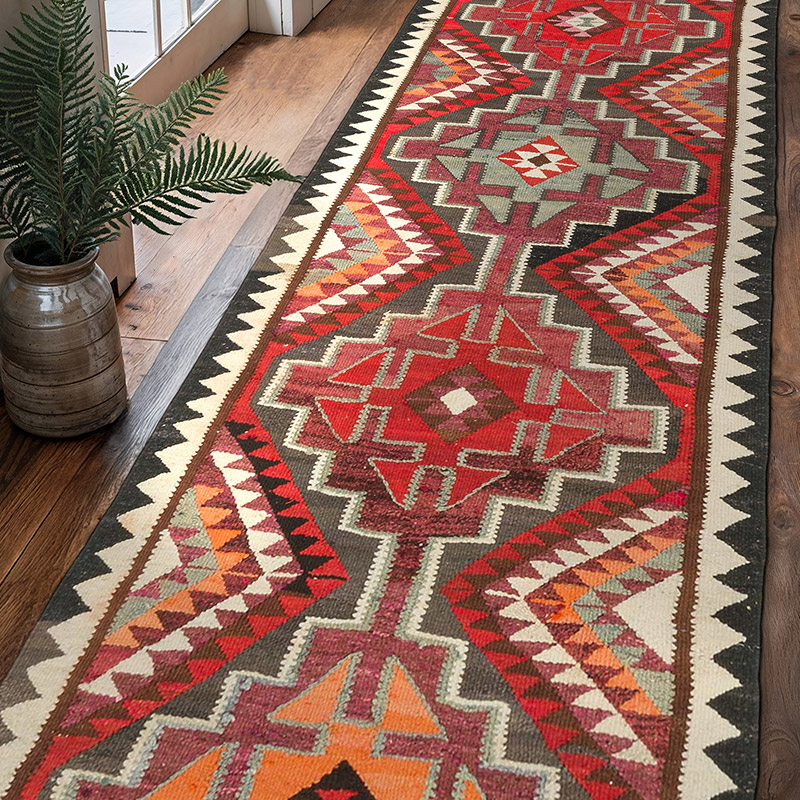 Alfombra Kilim Tribal Vintage - 100 cm x 310 cm - K0077518
