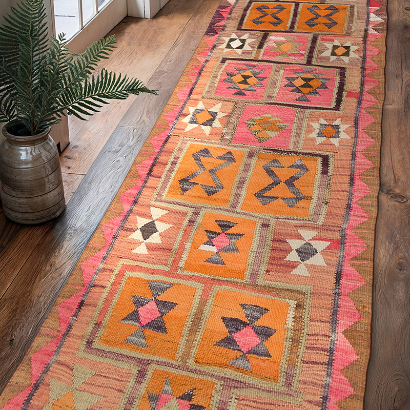 Vintage Tribal Kilim Runner - 3'  x 10' 4" (36" x 124") - K0077519