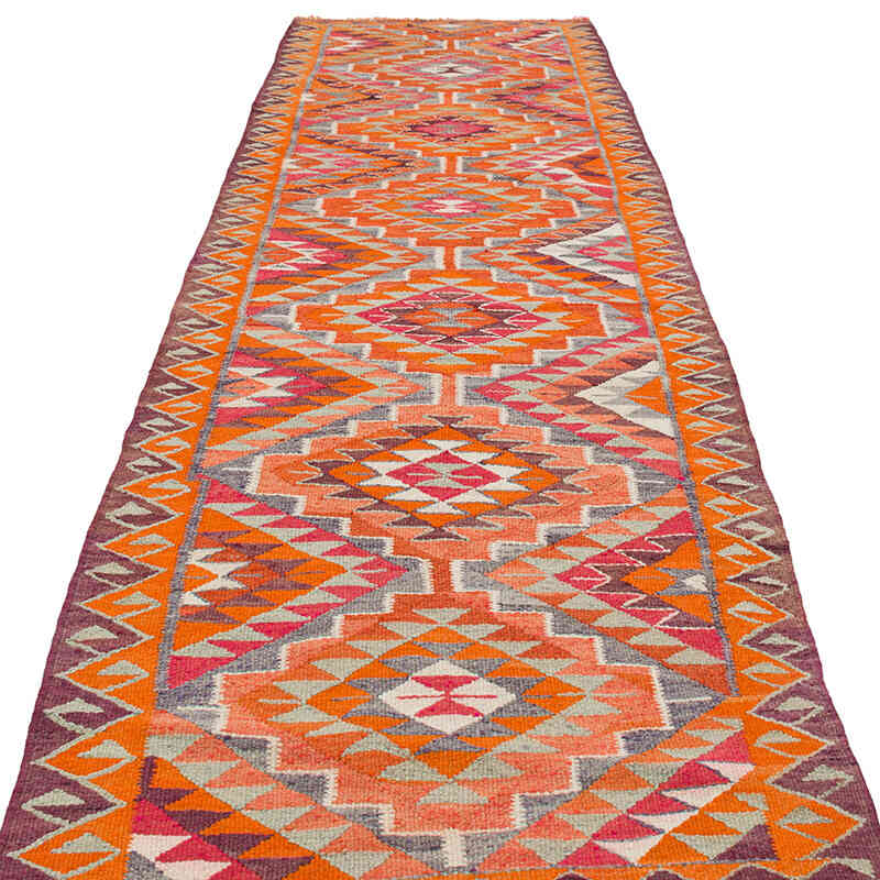 Vintage Tribal Kilim Runner - 3' 1" x 10' 10" (37" x 130") - K0077523