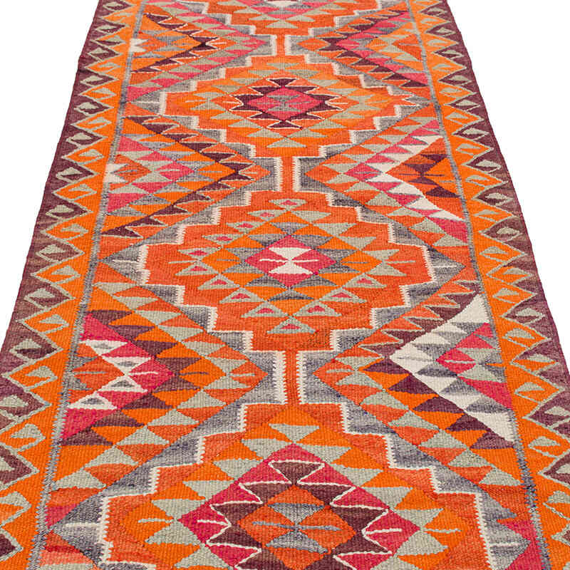 Vintage Tribal Kilim Runner - 3' 1" x 10' 10" (37" x 130") - K0077523