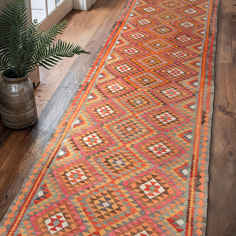 Vintage Tribal Kilim Runner - 2' 9" x 10' 1" (33" x 121") - K0077526