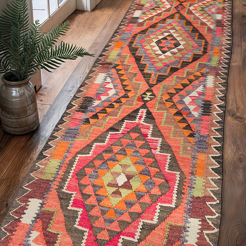 Vintage Tribal Kilim Runner - 2' 10" x 9' 10" (34" x 118") - K0077528