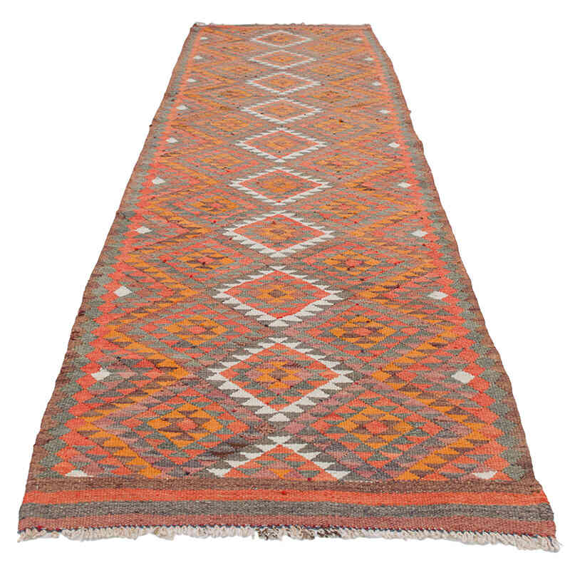Vintage Tribal Kilim Runner - 3' 1" x 10' 10" (37" x 130") - K0077532