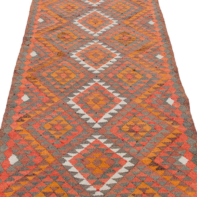 Vintage Tribal Kilim Runner - 3' 1" x 10' 10" (37" x 130") - K0077532