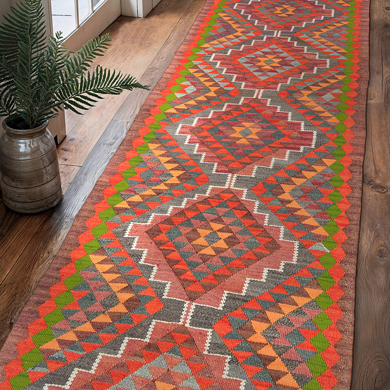 Vintage Tribal Kilim Runner - 2' 11" x 10' 2" (35" x 122") - K0077533