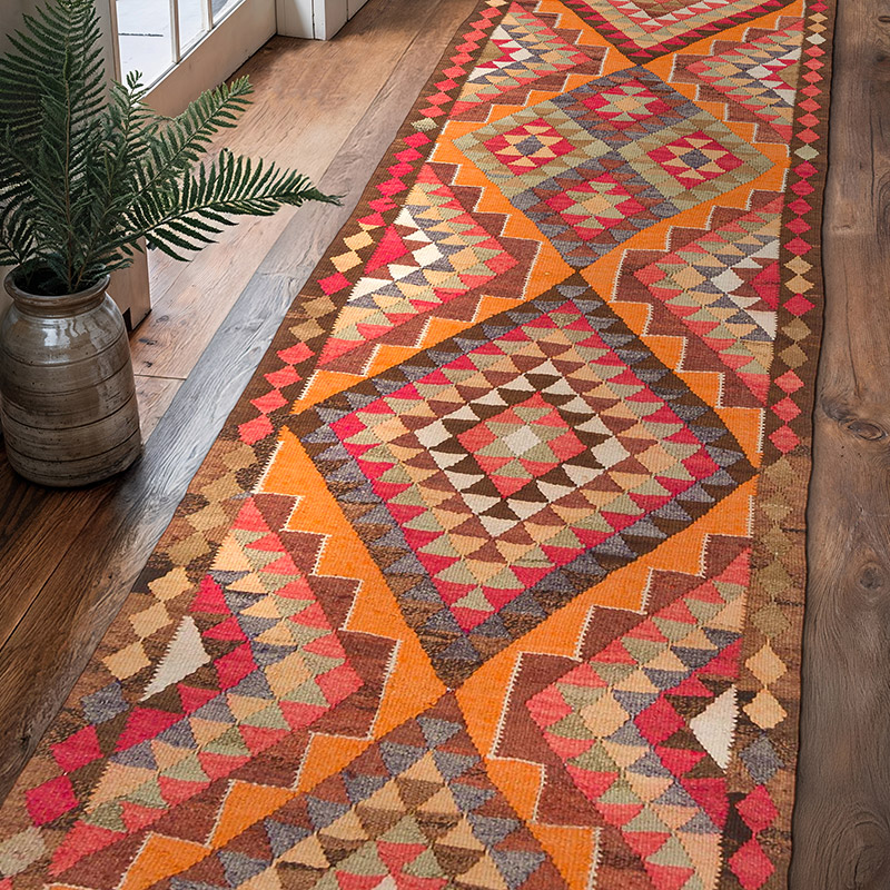 Alfombra Kilim Tribal Vintage - 90 cm x 320 cm - K0077542